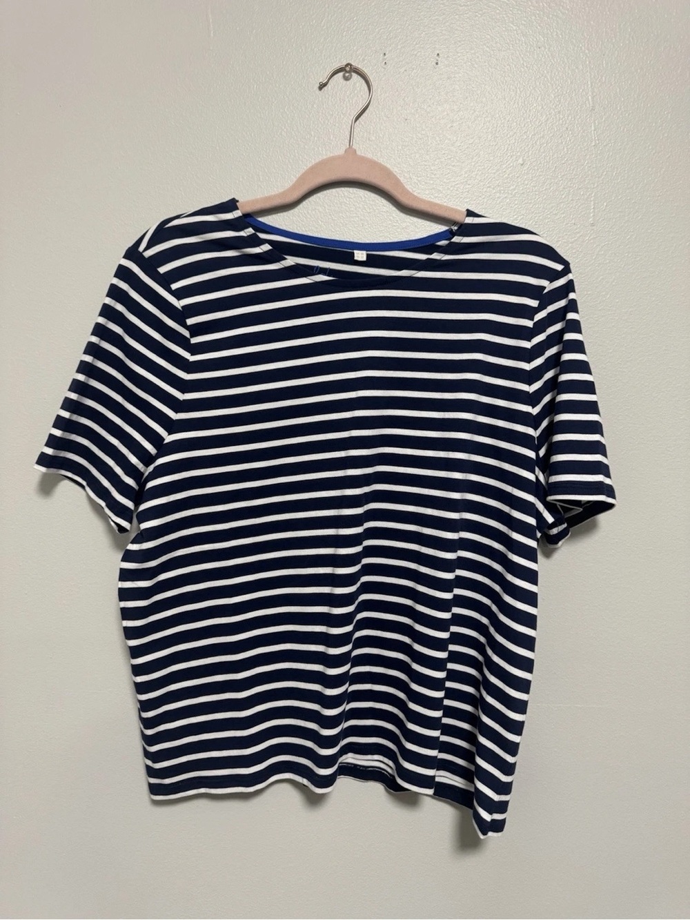 Boden Navy and White Striped Short Sleeve Top